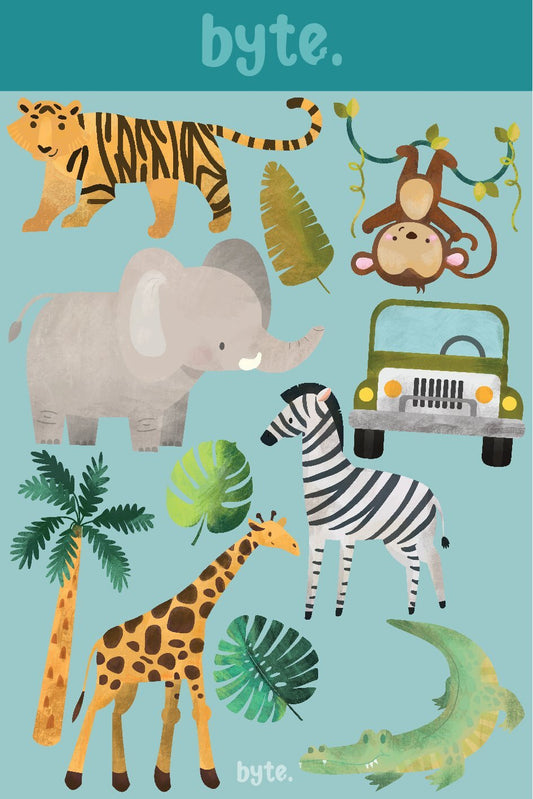 Safari Animals Themed Stickers
