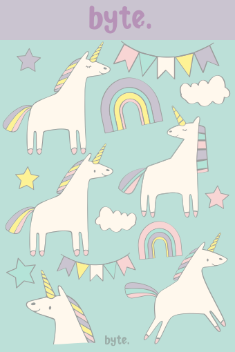 Rainbow Unicorns Themed Stickers