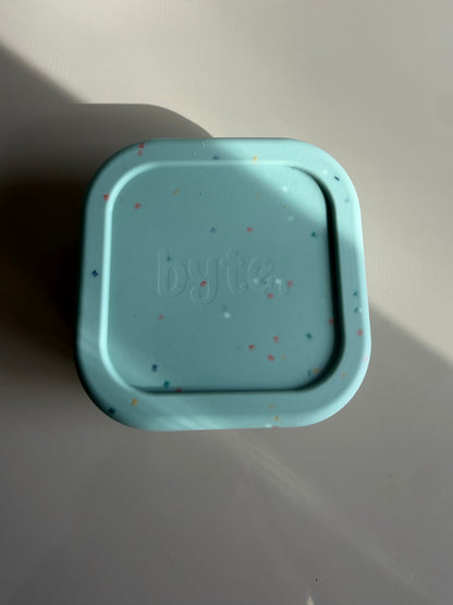 Speckled Square Silicone Container - Cool Blue