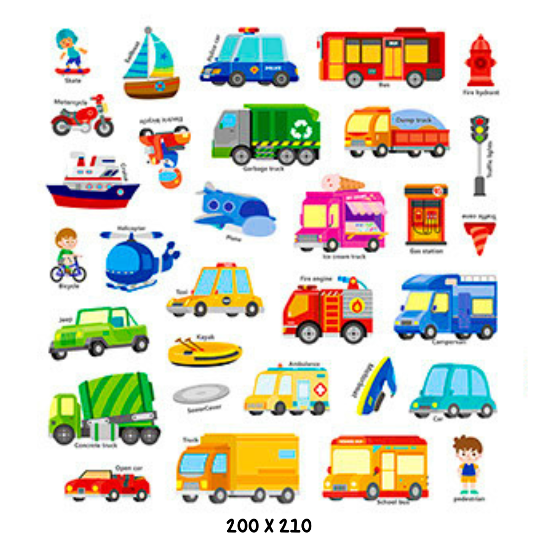 Vehicles Jelly Stickers
