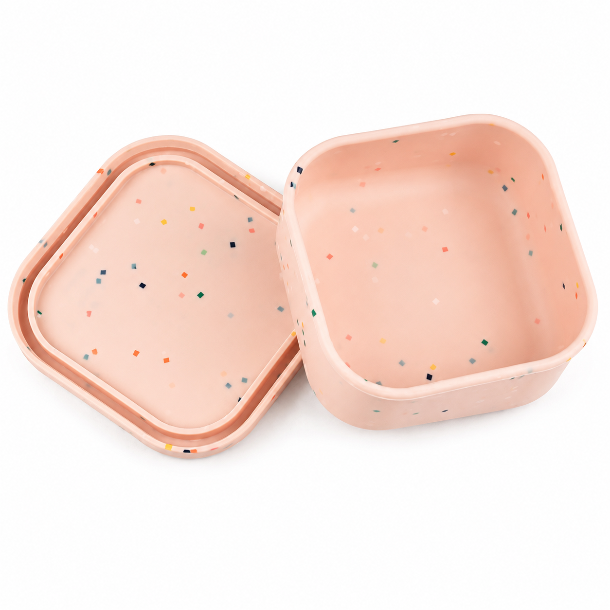 Speckled Square Silicone Container - Dusty Pink