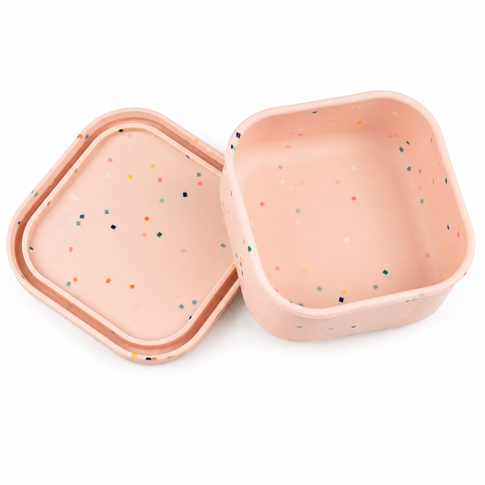 Speckled Square Silicone Container - Dusty Pink