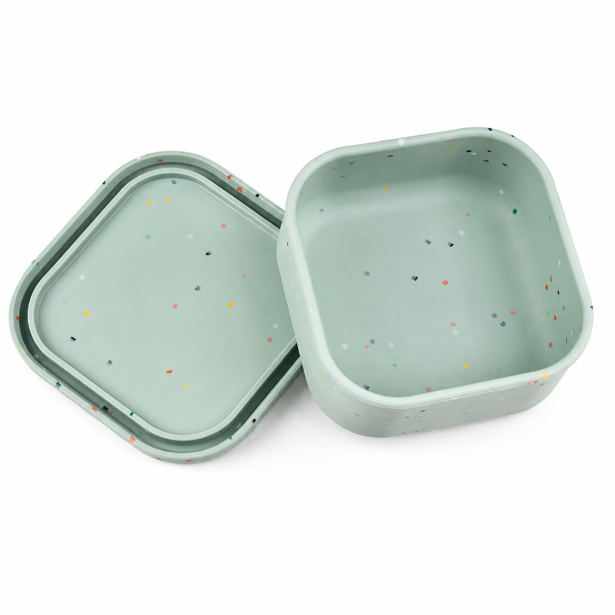 Speckled Square Silicone Container - Cool Blue