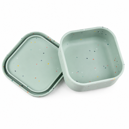 Speckled Square Silicone Container - Cool Blue