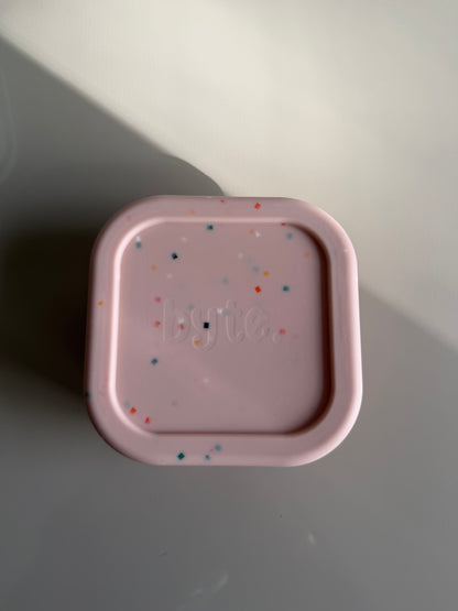 Speckled Square Silicone Container - Dusty Pink
